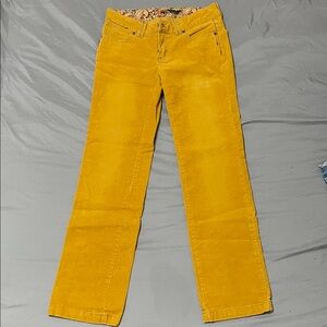 Prana Mustard Yellow Corduroy Pants with Paisley Waistband